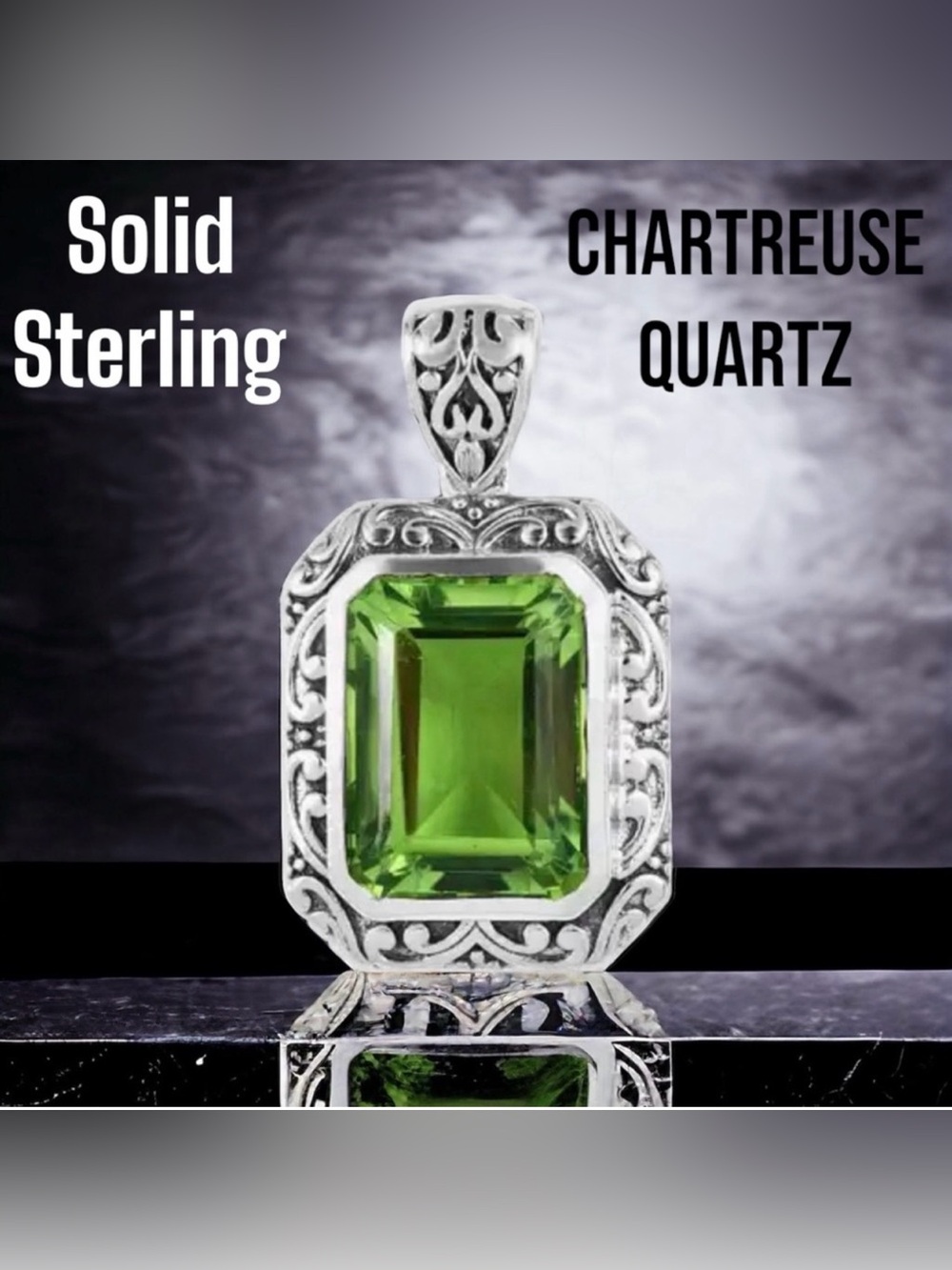 SS#26 Artisan Crafted Chartreuse Quartz (Triplet) Solitaire Pendant NWOT